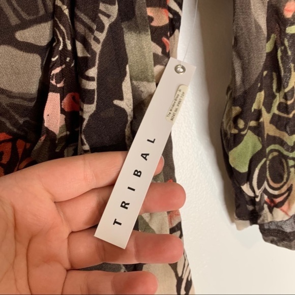 Tribal Boat Neck Butterfly Abstract Print Top Sz S - Picture 7 of 9